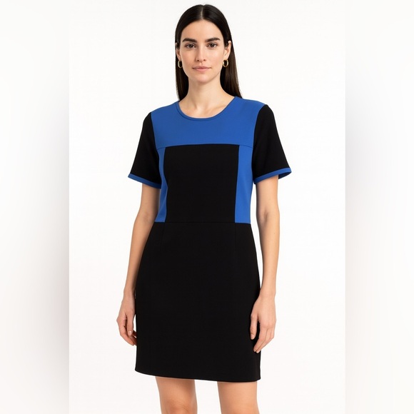 Tibi Blue and Black Colorblock Dress Size 10 NWT - Picture 1 of 9